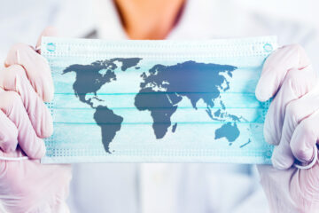 Map of the world on face mask