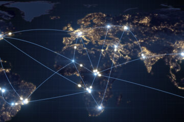 Flight routes across the world