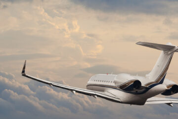 Private jet in flight