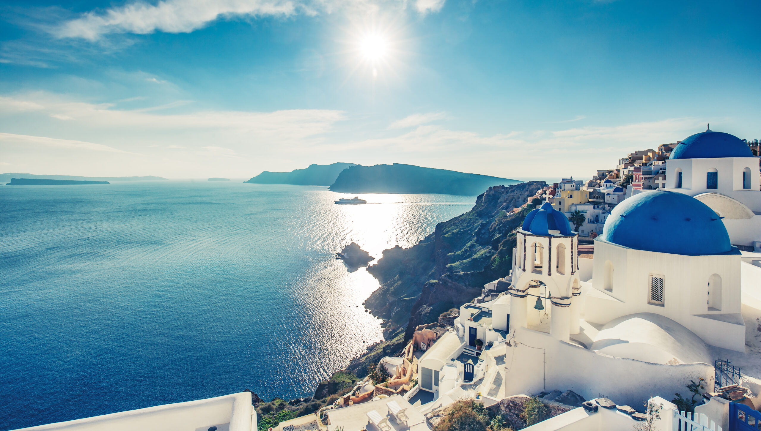 Churches in Oia, Santorini island in Greece