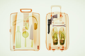 Baggage through the Xray machine to ensure safety.