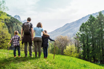 family on a green meadow