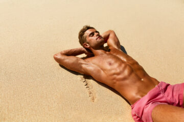 Man sunbathing