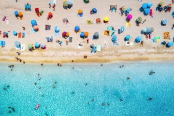Aerial view of sandy beach