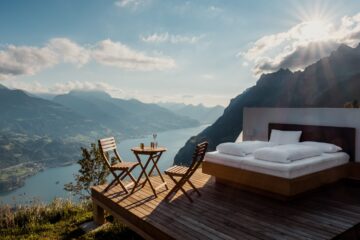 Bed on hillside